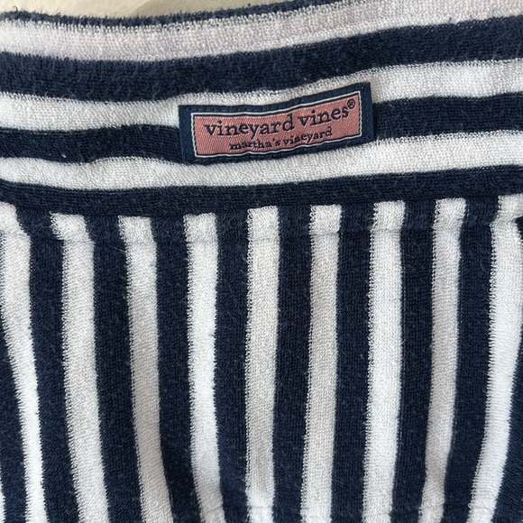 Vineyard Vines | Terry Cloth Navy & White Rugby Pullover Half Zip Sz S - Picture 7 of 8